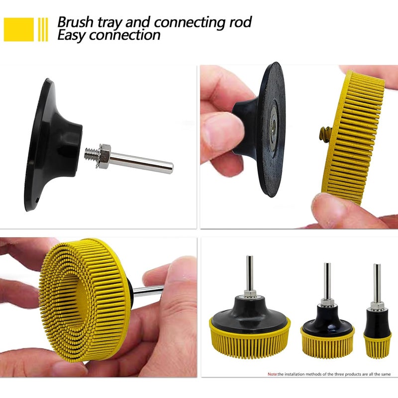 HIEMTE HIEMIE Tools Bristle Disc Set includ 3" 2" 1" Grit 80#,with 3" 2" 1" Shank Attachment Abrasive Coating Removal Disc for Metal - Image 5